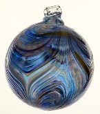 Sapphire Seal Round Blown Glass Feather Ball