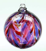 Berry Round Blown Glass Feather Ball