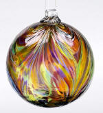 Festive Multi Round Blown Glass Feather Ball