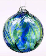Oceania Round Blown Glass Feather Ball
