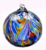 Sunny Sky Round Blown Glass Feather Ball