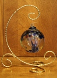 Golden Wire Blown Glass Balls & Ornament Stand