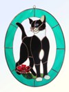 Stained Glass Cat & Flower