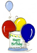 Birthday Cake & Balloons Stained Glass Nightlight Suncatcher