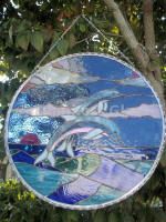 Stained Glass Dolphins Scenic